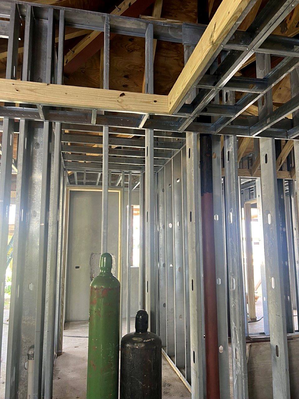 Steel stud corridor framing